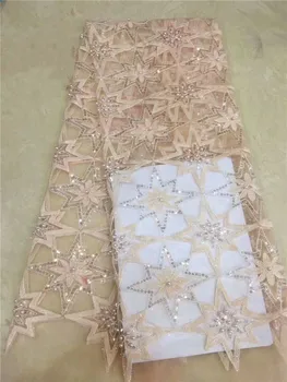 

Sequins African Net Lace Fabric 2019 beads High Quality New Nigerian Embroidery Guipure Mesh Wedding Fabrics Fashion Dress Laces