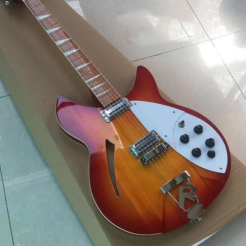 

Premium 12 - string Rick 360 electric guitar, Korean accessories, half empty center, R bridge, color can be customized