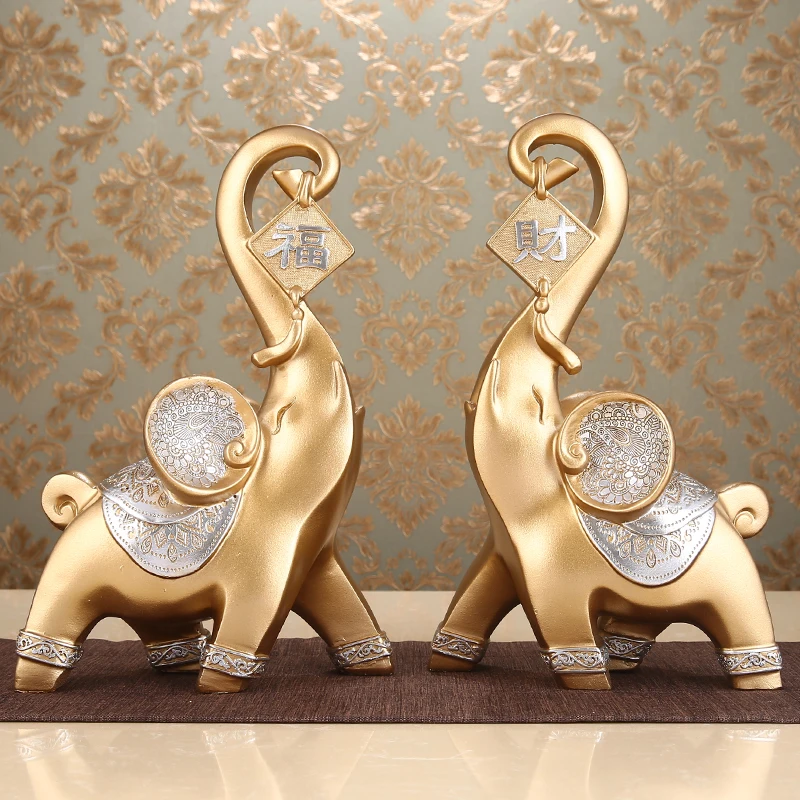 

Creative Lucky Elephant Home Ornaments Decoration European Style Living Room Bogut Racket Cabinet Guiyuan Soft Elephant Crafts S