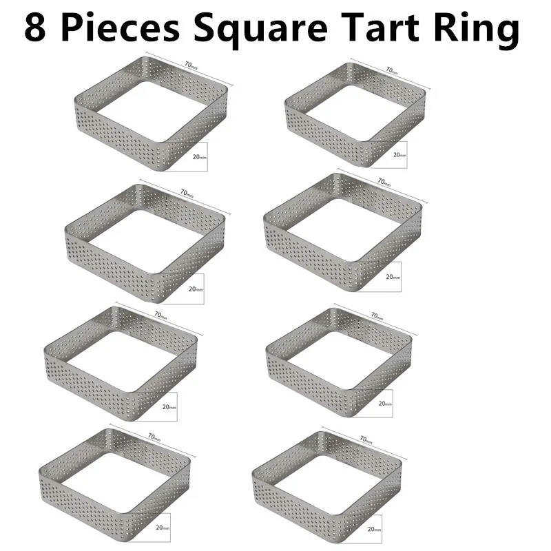 8 Pieces Square Ring SHENHONG Oval Tart десерт торт форма для выпечки кольцо искусство мусс силиконовые 3D формы Silikonowe Moule Форма для пирога Кондитерские инструменты - Цвет: 8 Pieces Square Ring