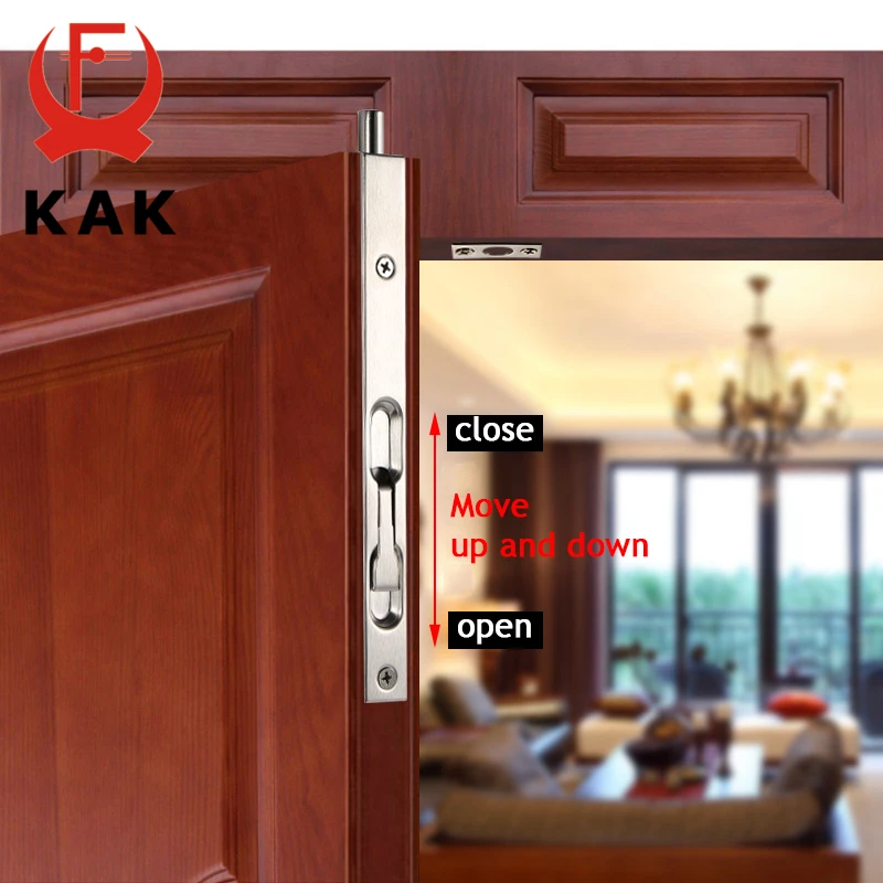 Stainless Steel Hidden Door Bolt Security Guard Door Latch Sliding Lock Bathroom Bolt Dust Proof Hardware KAK 4/6/8/10 inch door latch