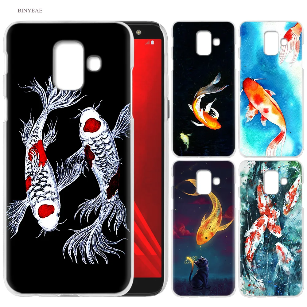 

Cell Phone Case for Samsung Galaxy S9 S8 S7 Edge Plus A6 A7 A8 A9 J4 J6 Plus 2018 Note 8 9 Cover Chinese Koi Fishes Painting