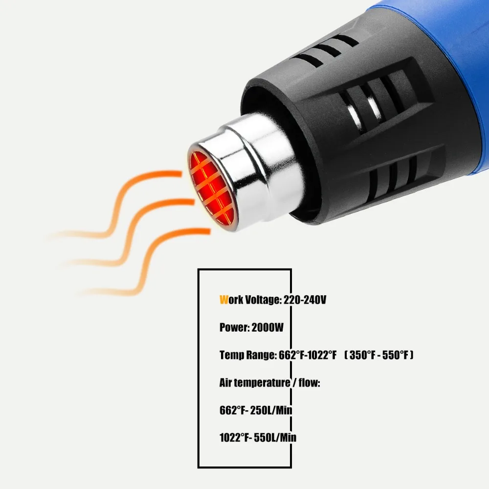 2000W тепловой пистолет 220V Электрический нагревательный горячий воздух