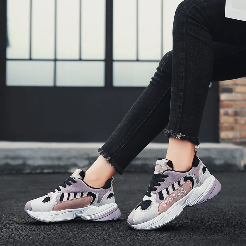 

2018 Female Casual Shoes Black Pink Luxury Shoes Women Designers Autumn Winter Anti-slip Walking Sneakers Flat Shoes Ladies