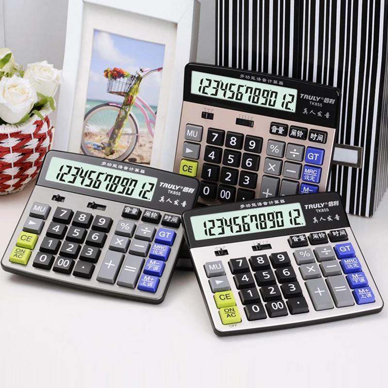 حقا صوت حاسبة TK855 كبيرة زر الأعمال مكتب المحاسبة المالية الكمبيوتر