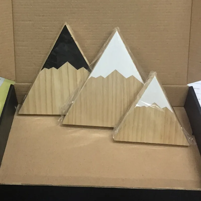 

3pcs/set Nordic Mountain Style Shaped Wooden Cube Block Kids Bedroom Living Room Decoration Ornaments Plaques Signs Photo