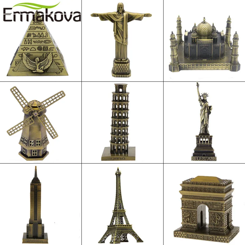 

ERMAKOVA Metal Architecture Figurine World Famous Landmark Building Souvenir Statue Home Office Desktop Decor Christmas Gift