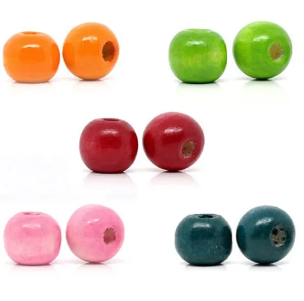 

Free Shipping 500 PCS MIXED DYED WOOD SPACER BEADS 10X9MM Fit For Jewelry DIY Making