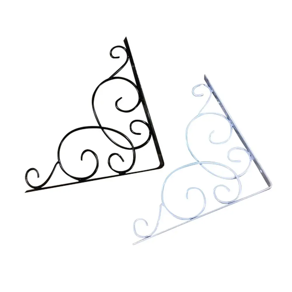 

2Pcs Vintage Style Iron Wall Mounted Floral Shelf Bracket With Screws For Bookrack Clapboard Set Up Box Triangle Shape Sturdy