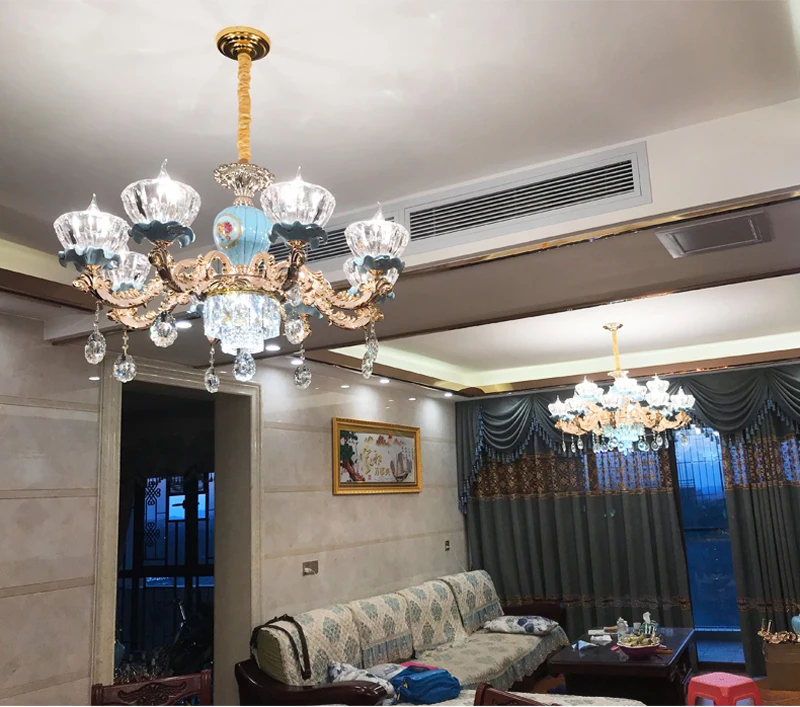 Lustre de Cristal para Sala Lustre de Cristal Conduziu a Lâmpada do Teto Luxo Estar Clássico Luminárias Quarto Lâmpada Ouro Cristal 9 Cheap Lustres