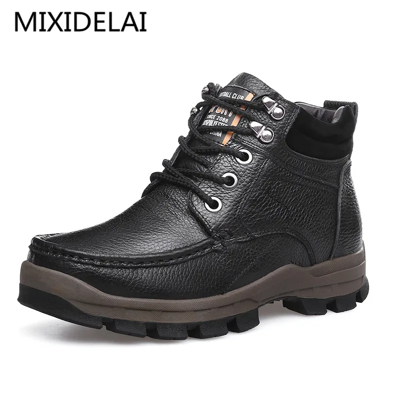 MIXIDELAI Winter Brand Big Size Men Shoes Men's Boots Genuine Leather Warm Snow Boots Casual Men Motorcycle Boots Botas Hombre MIXIDELAI Winter Brand Big Size Men Shoes Men's Boots Genuine Leather Warm Snow Boots Casual Men Motorcycle Boots Botas Hombre