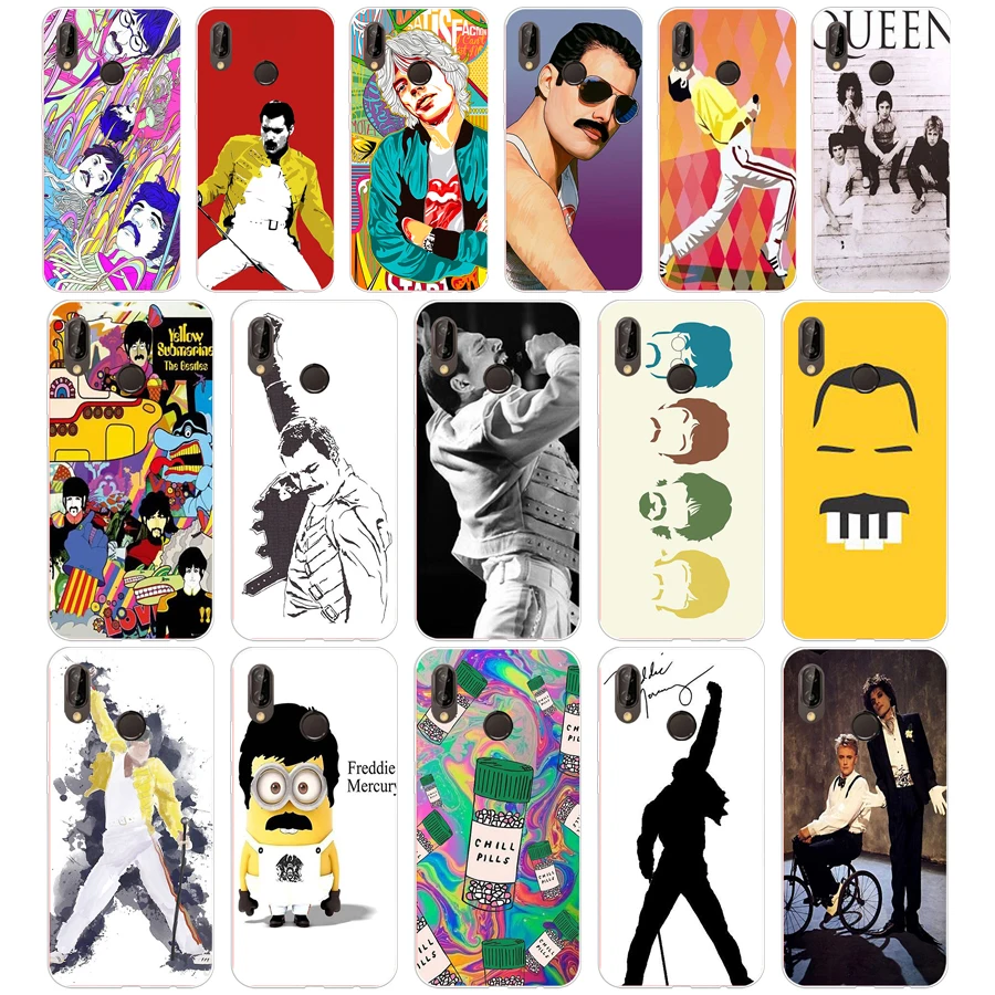 

63SD freddie mercury art Soft Silicone Tpu Cover Case for Honor 10 huawei p mate 10 20 lite y5 y6 prime 2018