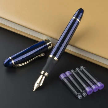 

jinhao 450 metal Fountain Pen school Office stationery set pen refill luxury 0.5 nib man Writing ink Pens Gift box