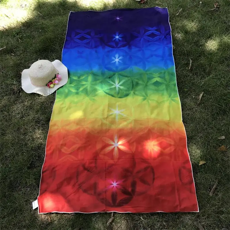 Лучшее качество, изготовлено из хлопка, индийское одеяло мандала, 7 чакр, Радужный гобелен, пляжный коврик, коврик для йоги