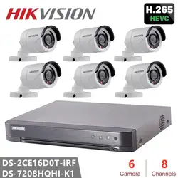 Hikvision видеонаблюдения Наборы DS-7208HQHI-K1 Turbo HD DVR 4MP Разрешение и DS-2CE16D0T-IRF HD1080P пуля ИК Камера CVBS/AHD/TVI/CVI 2MP