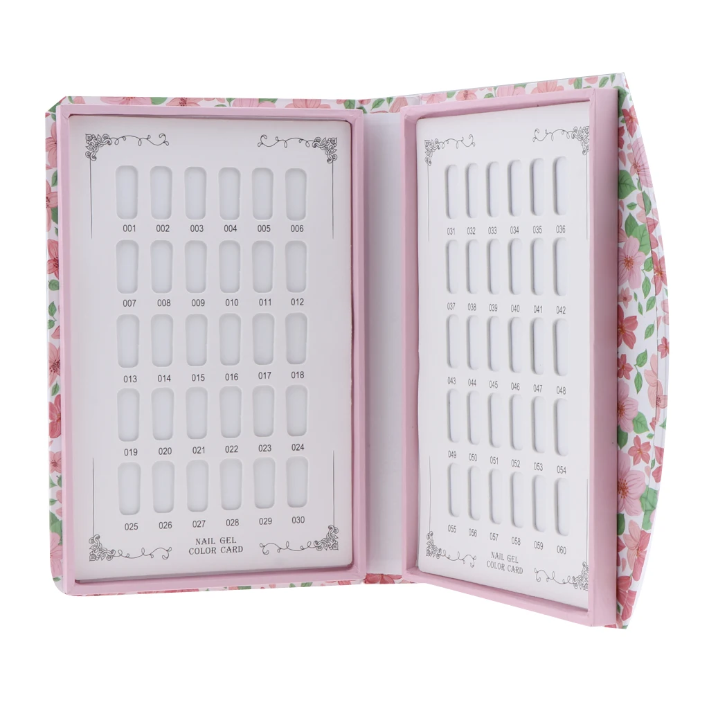 

60 Colors Nail Color Chart Display, Nail Color Display Chart Book Nail Polish Gel Color Display Card Nail Art Showing Board