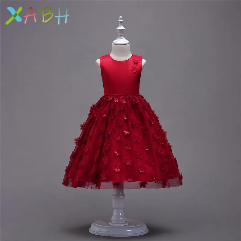 

Flower Girl Dresses Summer Sleeveless Royal Princess Dress Prom Costumes Kids Wedding Party Clothes Teenage Ball Gowms Robe