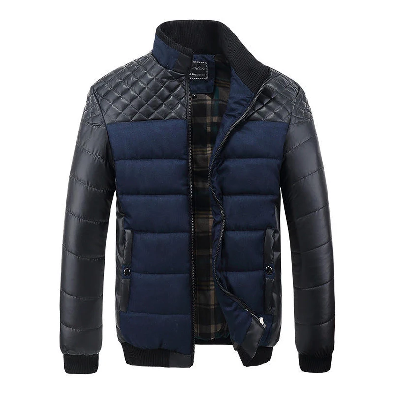 Miacawor дропшиппинг новая осенне-зимняя куртка пальто мода PU Одежда с заплатками Мужская парка Повседневная хлопковая стеганая куртка J481
