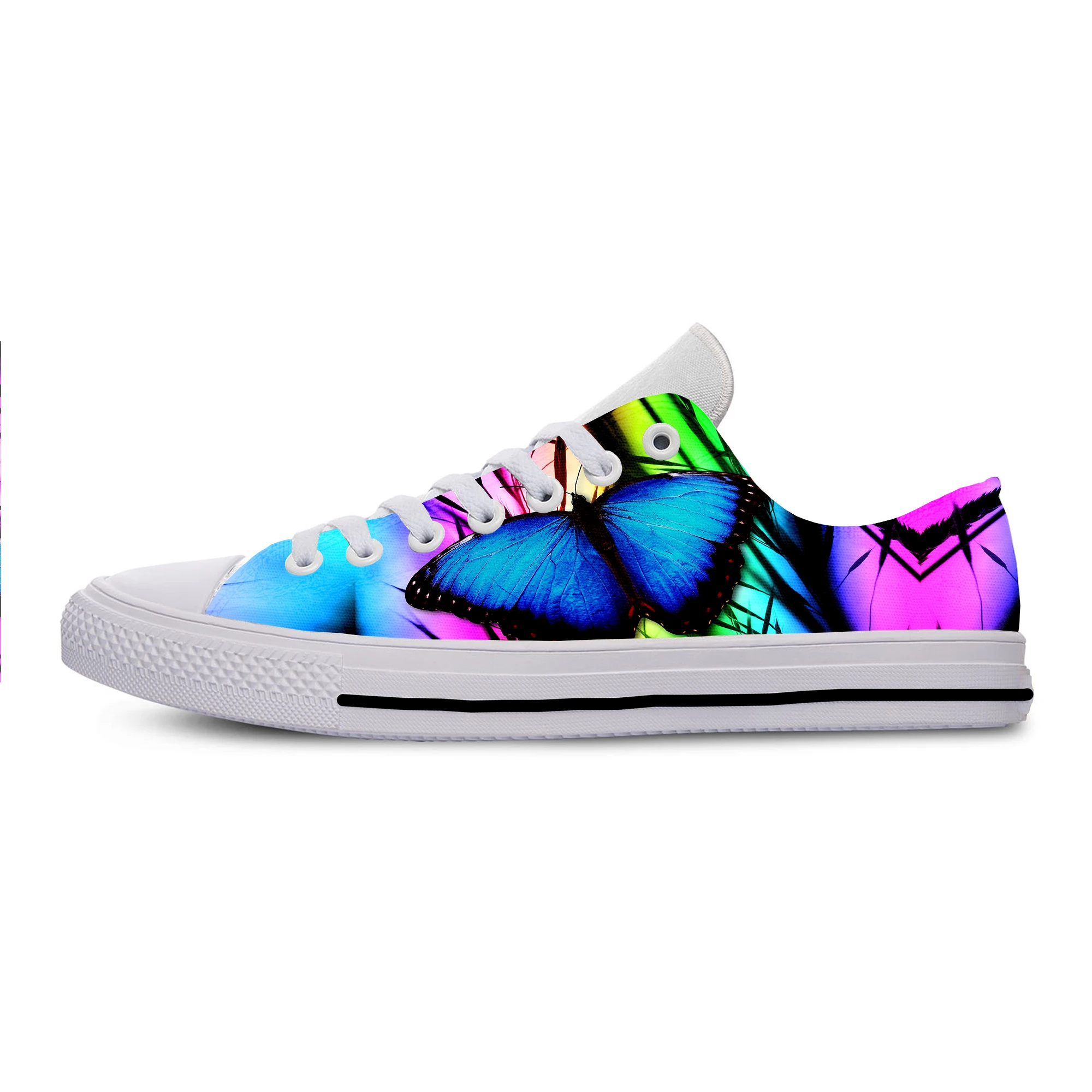 

2019 New Summer Autumn And Winter Men's Women's Shoes Blue Butterfly Flying Colorful Leaves Sneakers