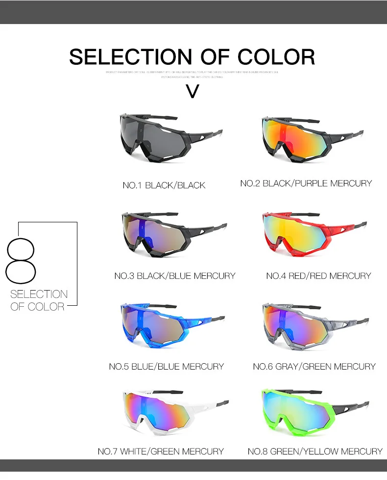 Men's Outdoor Sports Glasses Colorful Sunglasses Mountain Windproof Sun Glasses for Fashion Party