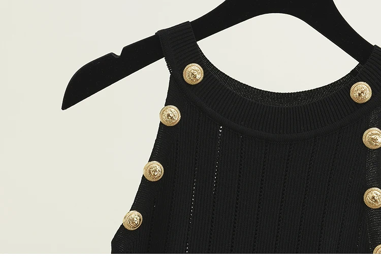 Женские вязанные топы на пуговицах, двубортный вязаный свитер без рукавов, Майки