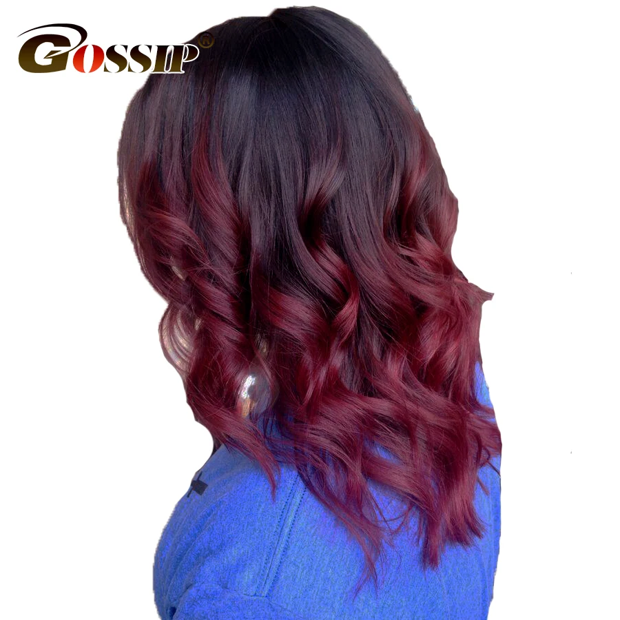Gossip Hair Extension Ombre Brazilian Hair Weave Bundles Two Tone 1B Burgundy/Red 99J Body Wave Human Hair Bundles 1 PC Non Remy body-wave : image Gossip Hair Extension Ombre Brazilian Hair Weave Bundles Two Tone 1B Burgundy/Red 99J Body Wave Human Hair Bundles 1 PC Non Remy body-wave