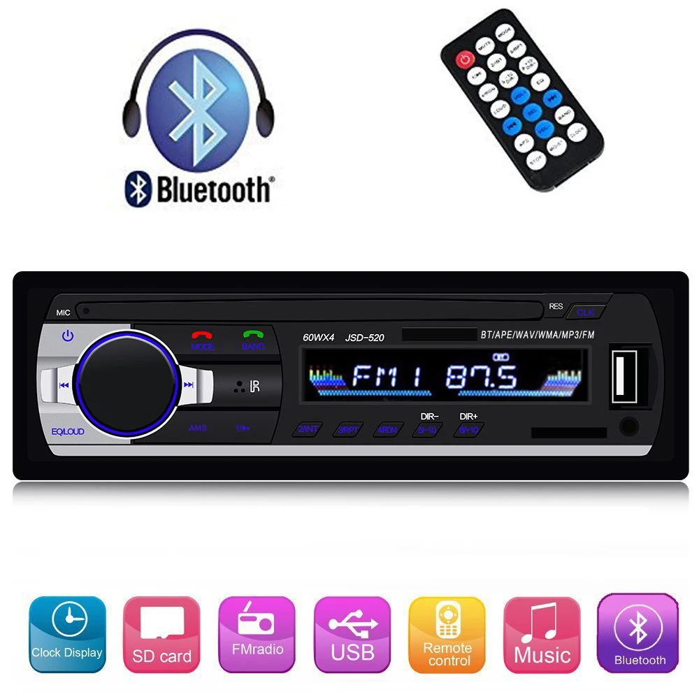 Bluetooth аудио приемник MP3 плеер fm радио 1 Din в тире USB/SD/AUX Автомобильная электроника с