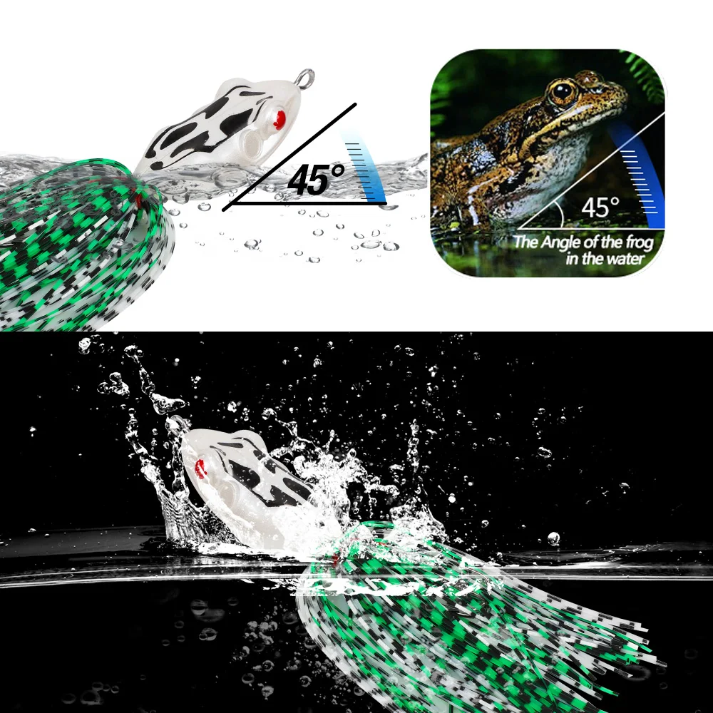 DONQL 4pcs Set Frog Baits Artificial Hard Fishing Lures 9g Topwater Minnow Swimbait Ray Frog Fishing Baits With Double Hooks    (7)