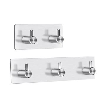 

Bathroom Robe Towel Hooks,Stainless Steel Peel Stick Hooks 3M Self Adhesive Wall Robe Key Coat Towel Hooks Hanger for Kitchen