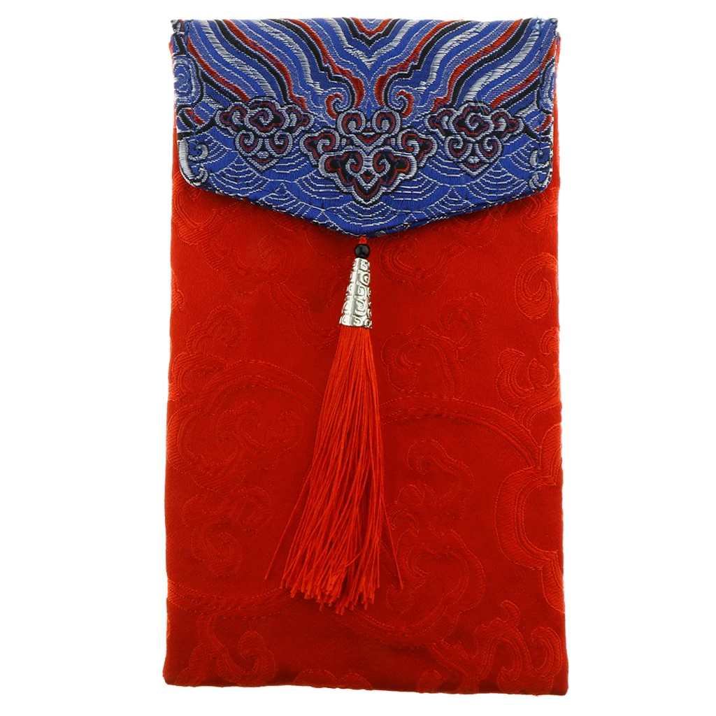 Chinese Knot Coin Traditional Wedding New Year Red Money Envelope Bag Tassel Cloth Embroidery Packet Gift Party Favor Purse