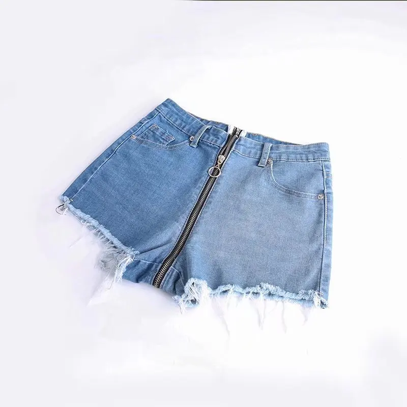 Front To Back Zipper Jeans Woman Zipper Back Leggings Sexy Short Mom Jeans Flare Femme Stretched Short High Waist Push Up Denim
