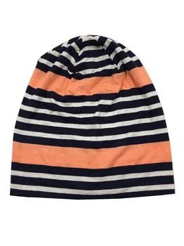 

B17863 2017 Newest fashion 3 color stripe printed skullcap good stretch girls thin cotton hair accessories beanies for women