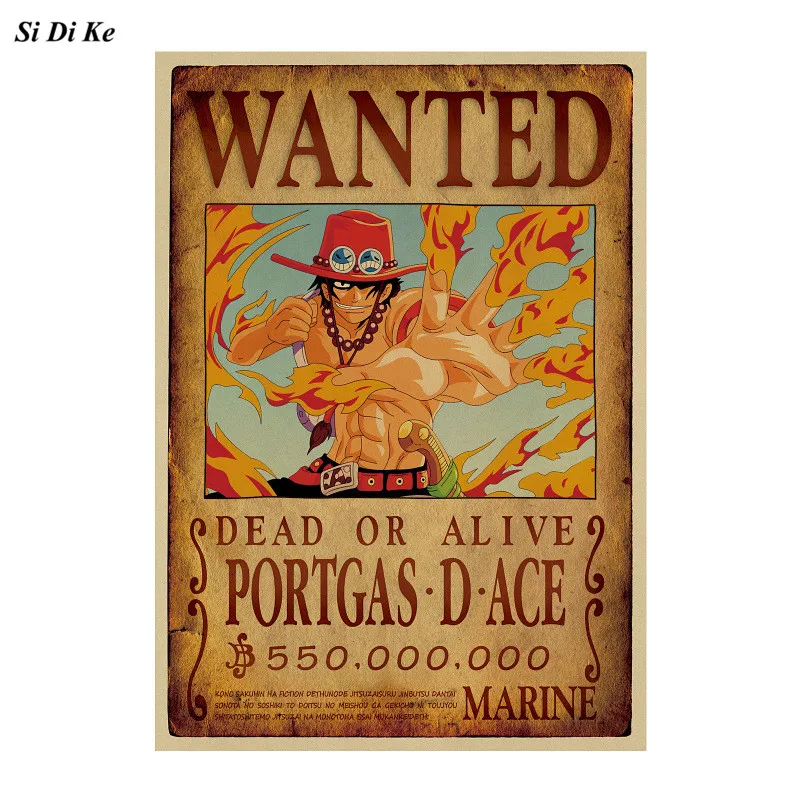 

Home Decor Wall Stickers Vintage Paper Anime Poster One Piece Posters Wanted Bar Home Decor 51.5 X 36cm