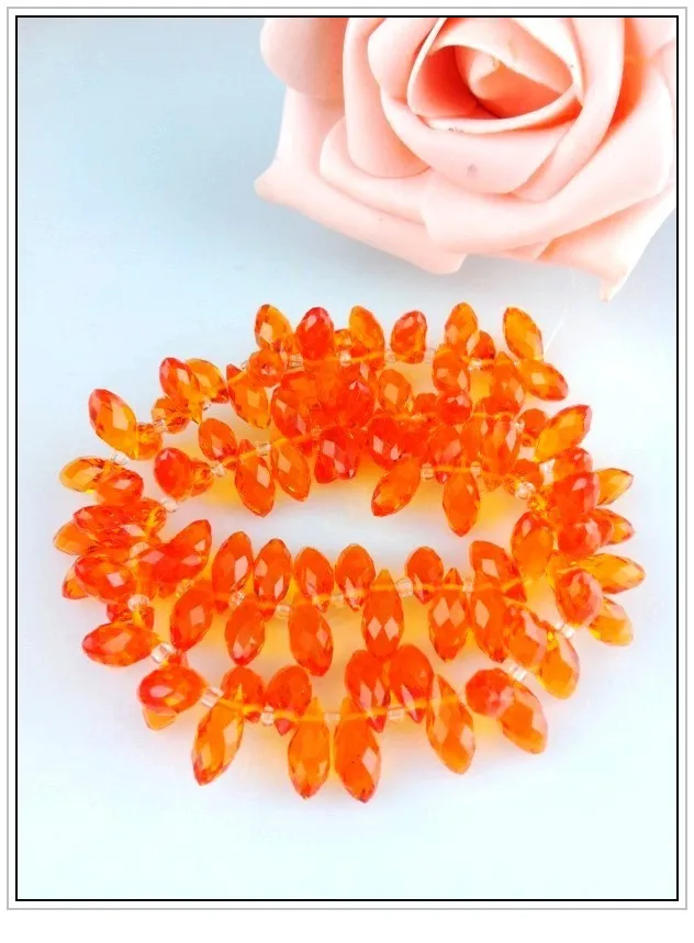 Wholesale 3A Quality 100pcs/lot Orange Crystal Teardrop Beads 6x12mm