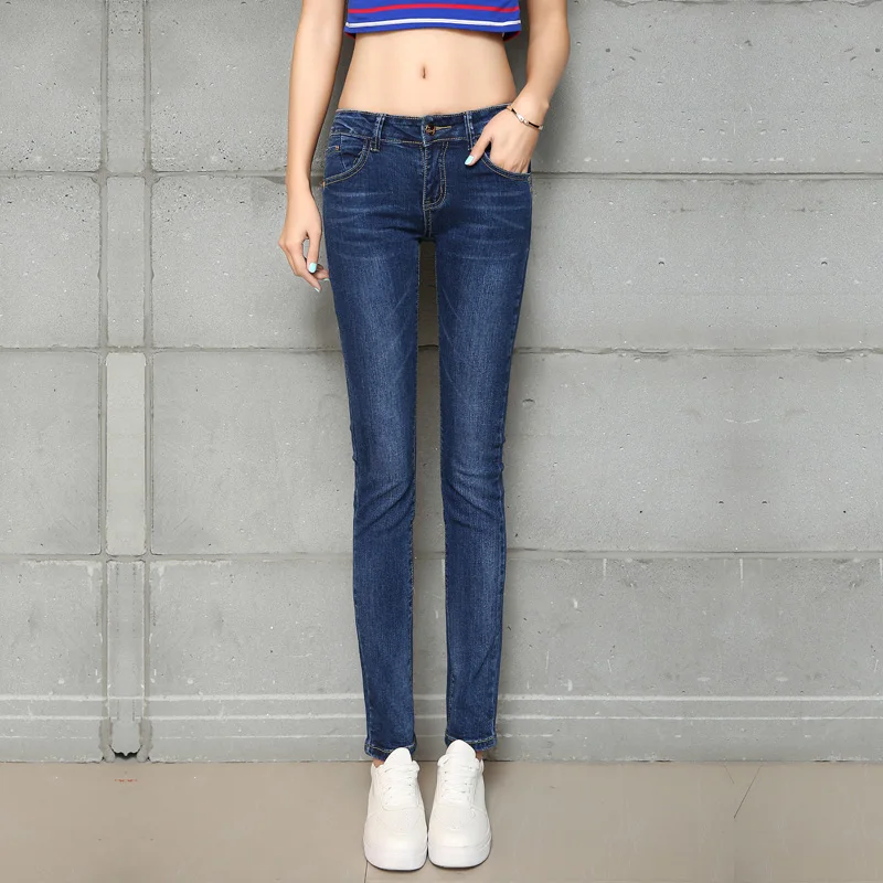 2016 spring new stretch jeans female trousers waist Slim was thin pencil pants feet