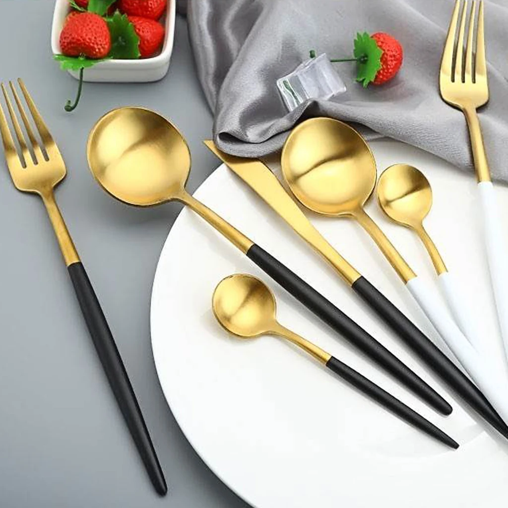 

4 Pcs/Set Dinner Cutlery Knives Forks Spoons Stainless Steel Western Kitchen Dinnerware European Kitchen Food Tableware Set