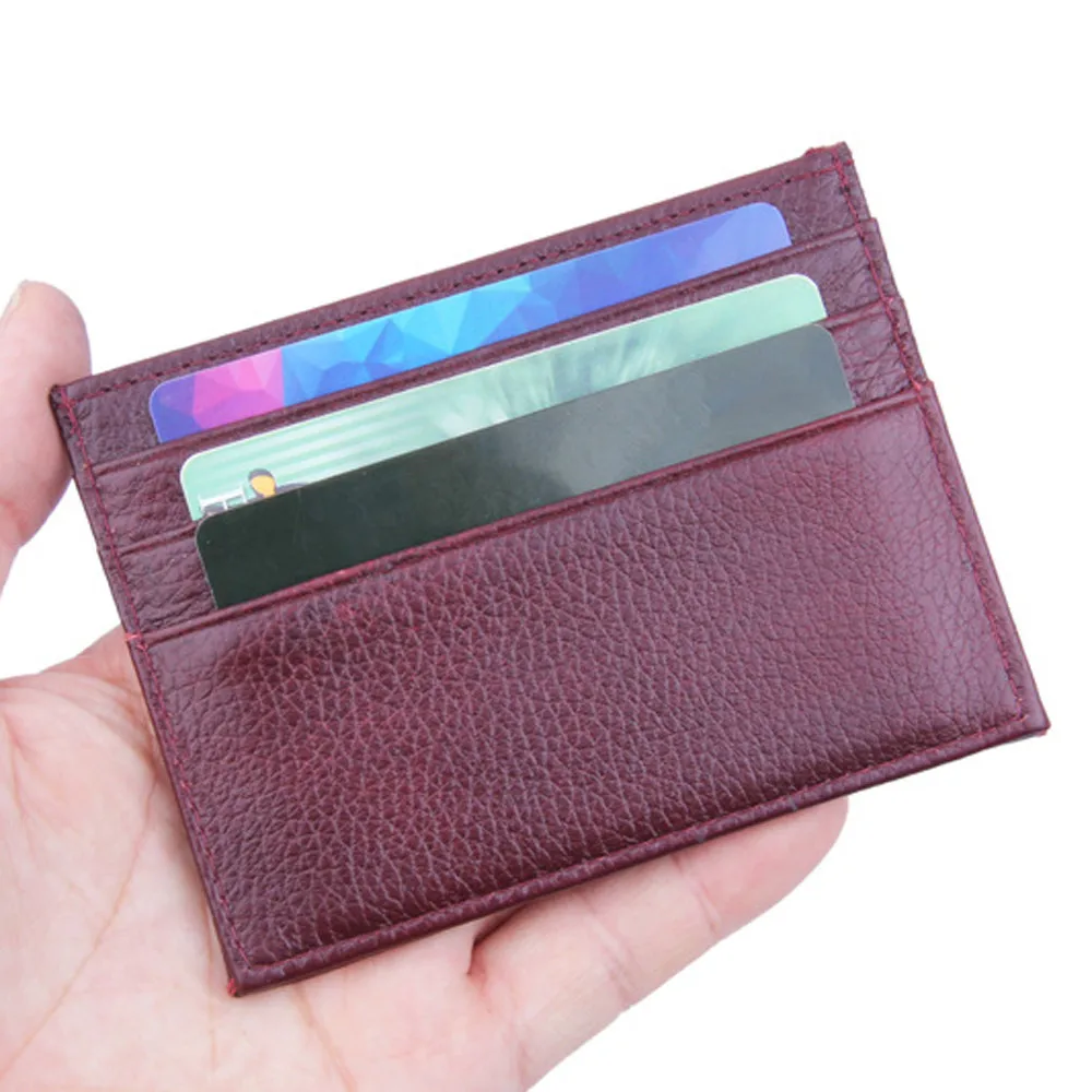 

Fashion Men's Women's Leather Small ID Credit Card Wallet Holder Slim Pocket Case Travel Card Package Paquet de carte #
