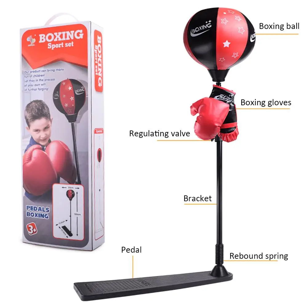 Vertical Punching Ball With Stand And Gloves Inflatable Big Boxing Sandbag With Adjustable Height Improve Hand