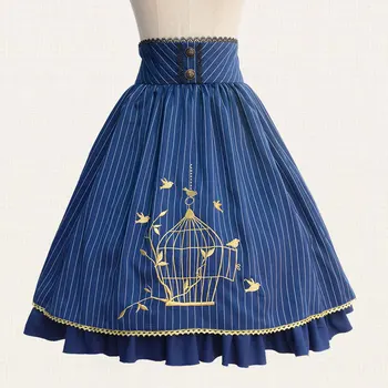

Free Limited Real Shipping 2019 New Brocade Garden In The Autumn Of Classical Lolita Lace Stripe Embroidery Cage Posed Skirts