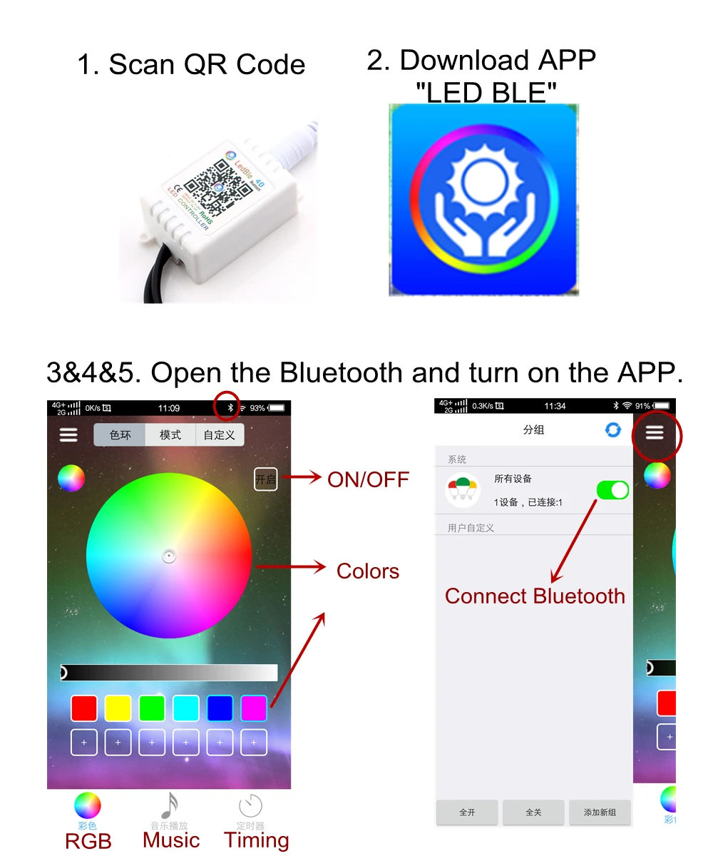 10 шт(5 пар) DC 12V Bluetooth APP Управление RGB COB Led гало кольца Ангельские глазки: 60, 70, 80, 90, 100 110 120 мм DRL Авто Светодиодные Автомобильные фары