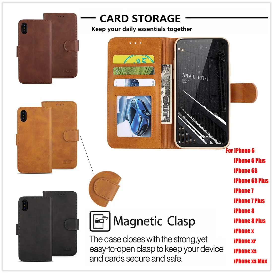 

Flip Leather Cover for iPhone 8 plus Full Cases luxury Photo Card Wallet iPhone 6 6S 7 Plus X XS Max XR High Quality Phone Coque