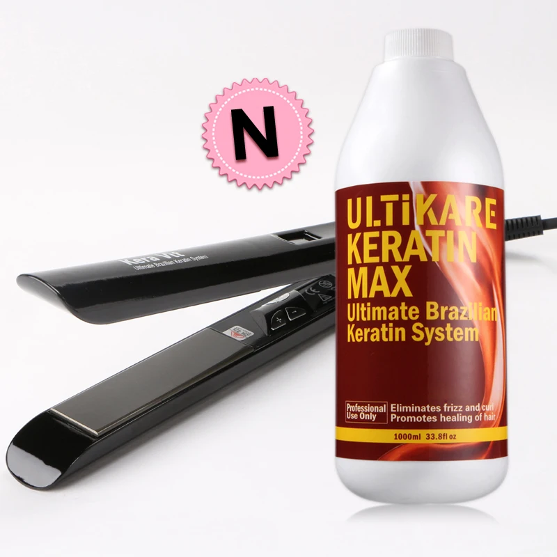 Cheaper Brazilian keratin treatment 1000MLChocolate 5% Formaldehyde keratin treatment and hair flat iron get free argan oil