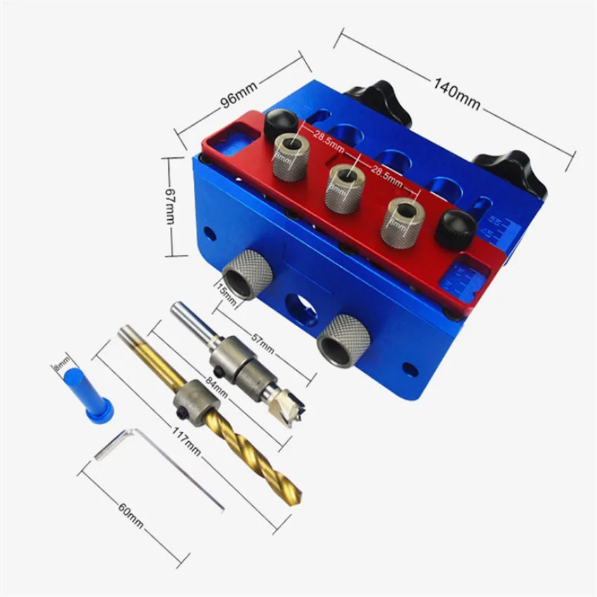 3 в 1 деревообрабатывающий сверлильный направляющий набор Дырокол дюбеля шприц самовсасывающий зажим дюбель набивной штамповки