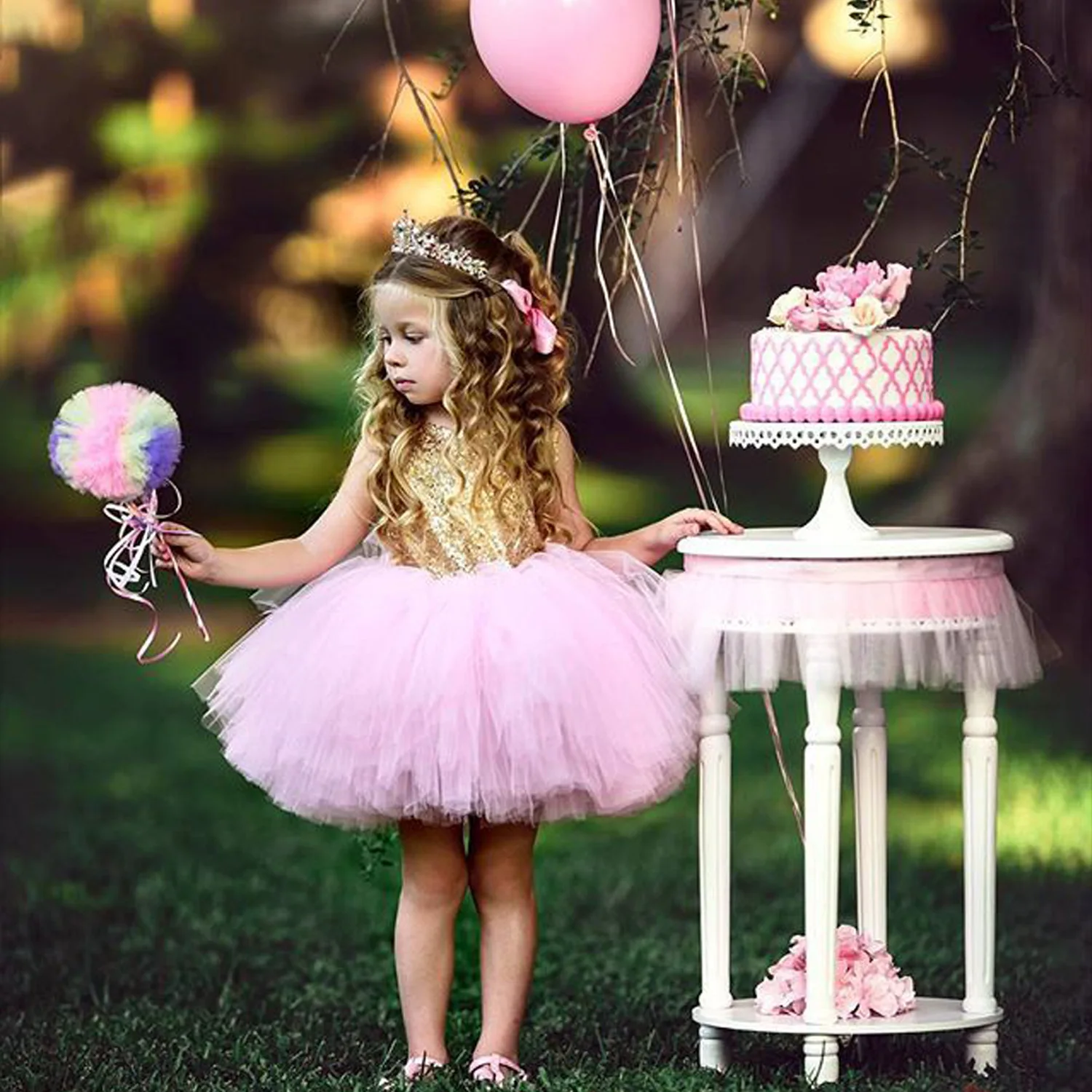 

Princess Kids Baby Fancy Wedding Dress Sleeveless Sequins Birthday Party Dress for Girl Summer Dresses 6M-6Y