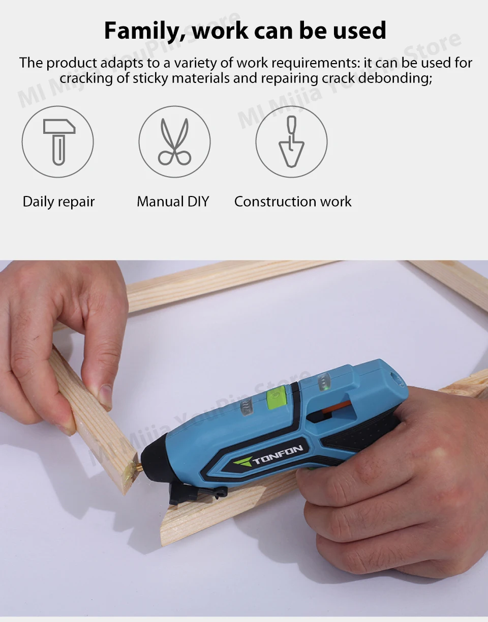 XIAOMI Tonfon Original 3.6V Cordless Hot Glue Guns USB Rechargable Melt Glue Guns Kits with 10 Glue Sticks (9)