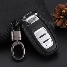 Car Key Case Cover Carbon Fiber For Audi A3 A4 A4L B5 B6 B7 B8 B9 A5 A6 A6L C5 C6 Q5 Q7 S5 S7 Car key Shell Protecor Car styling okeytech silicone car key cover case for audi a4 b6 a3 a6 c5 c6 b8 b7 q5 b5 q7 3 button remote auto folding flip key blanks case
