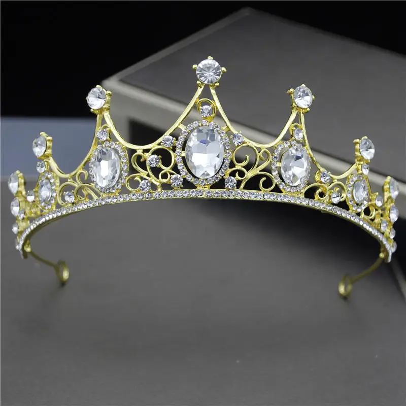 Модная Корона розовое золото Кристальные тиары и короны Для женщин головной убор для девочек для выпускного Свадебные украшения для волос аксессуары для queen