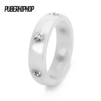 

Black & White Ceramic Female Rings 2017 New Fashion Love Rings For Women Big Chic Zircon Rings Ceramic Jewelry Christmas Gift