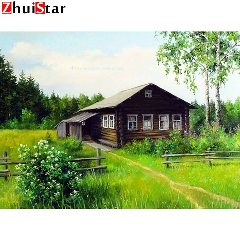 Full Diamond Painting Rural Scenery Embroidery Cross Stitch 5D Wall Square Rhinestone Mosaic Kits DIY | Дом и сад