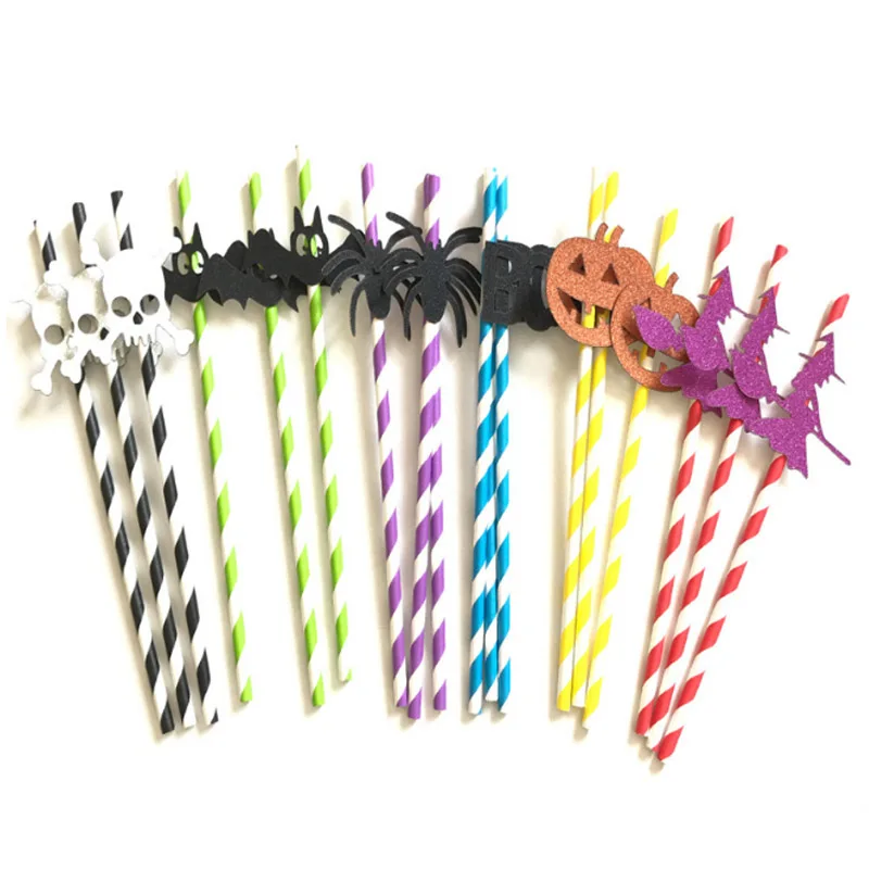 Sale Fun Vampire Halloween Party Disposable Straws Skeleton Pumpkin